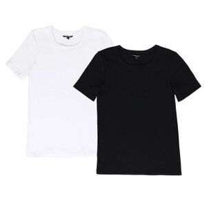 NWOT Tahari Ribbed Cotton T-Shirt 2 pack | Black